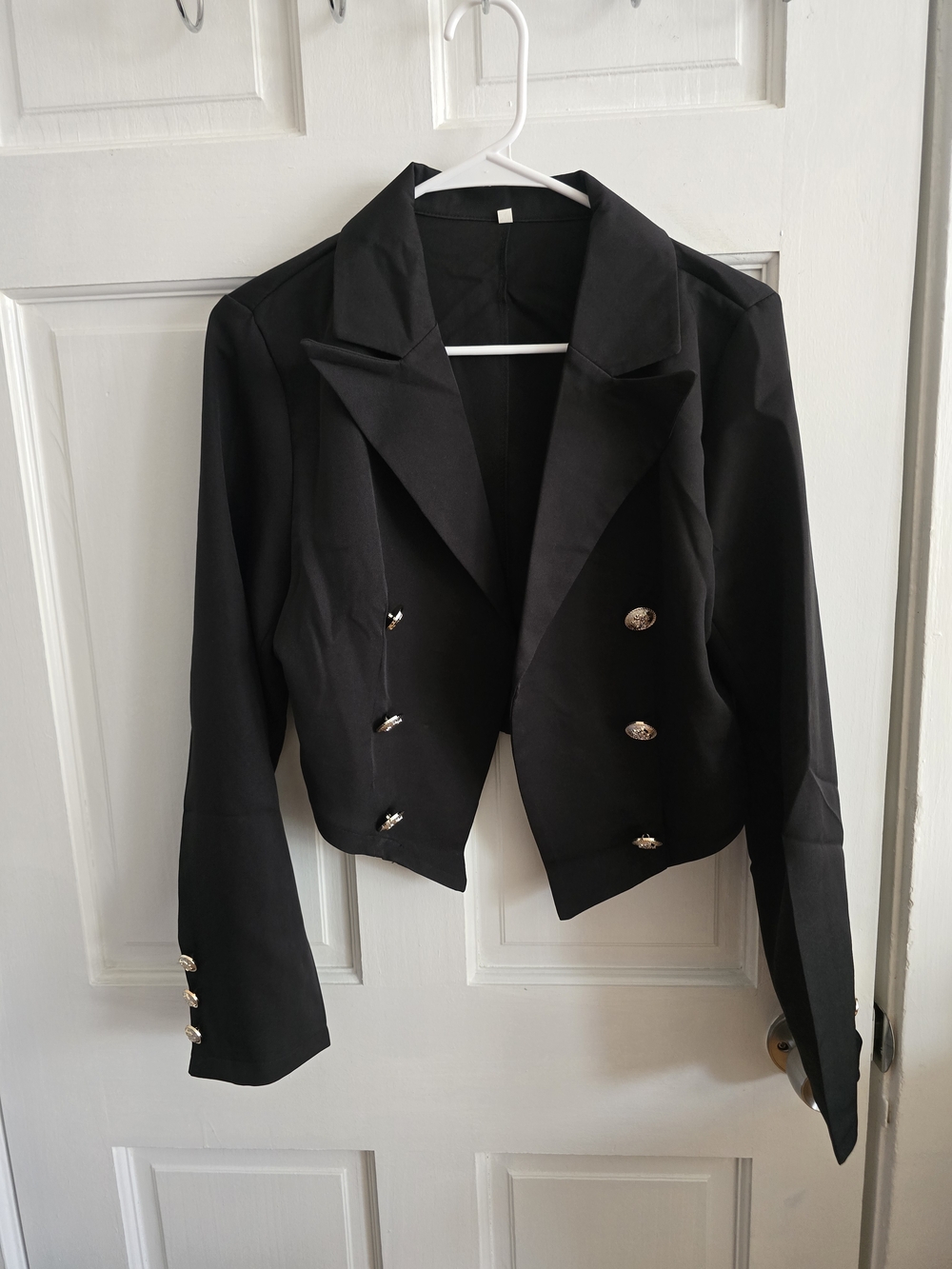 Black Double-Breasted Women’s Cropped Blazer Jacket